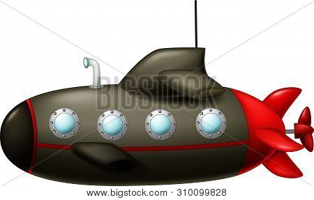 Funny Black Submarine Cartoon For Your Design