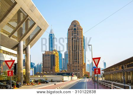 Dubai, Uae United Arabs Emirates - 29 May, 2019: Arjaan Building And Dubai Marina Skyscrapers At The