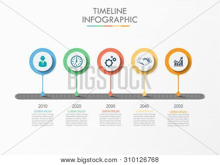 Business Data Visualization. Timeline Infographic Icons Designed For Abstract Background Template Mi