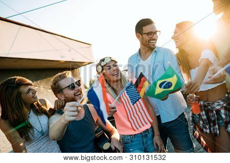 Friends Of Different Culutres Having Fun, Promoting Peace Without Racial Prejudices