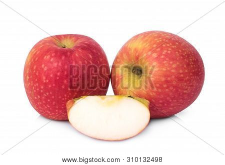Whole And Slices Pink Lady Apple Isolated On White Background