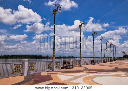 Mekong Riverbank, Travel Destination At Phon Phisai In Nong Khai Province Of Thailand