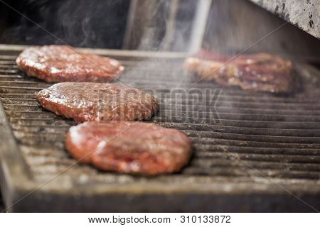 Big Beef Or Pork Cutlets On A Josper Grill For Party Cooking
