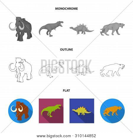 Isolated Object Of Animal And Character Symbol. Set Of Animal And Ancient Vector Icon For Stock.