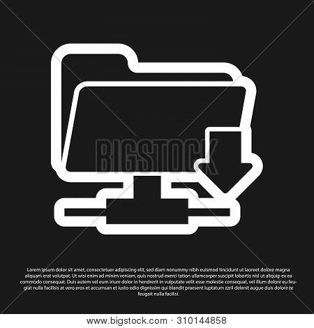 Black Ftp Folder Download Icon On Black Background. Concept Of Software Update, Transfer Protocol, R