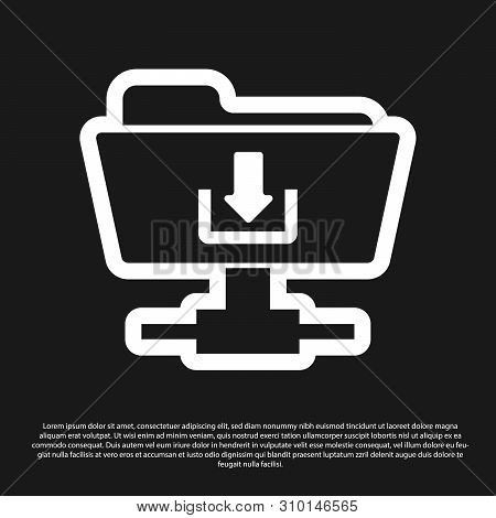 Black Ftp Folder Download Icon On Black Background. Concept Of Software Update, Transfer Protocol, R