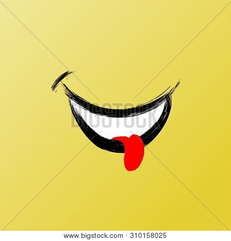 Smile, Funny Brush Vector Icon. Inspirational And Motivational Graphic Illustration With Black Textu