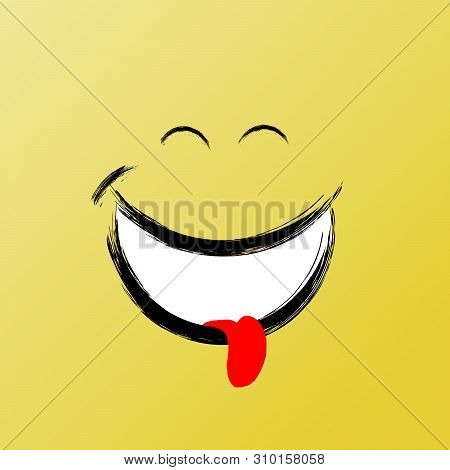 Laughing Smile, Funny Brush Vector Icon. Inspirational And Motivational Graphic Illustration With Bl