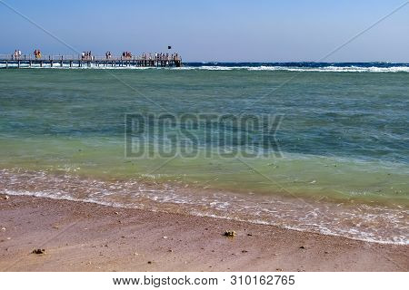Red Sea Coast In Sharm El Sheikh, Egypt, Sinai, Rough Sea Waves