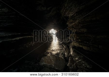 Sea Cave In Plentzia, Bizkaia, Vizcaya, Spain