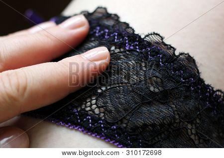 Black Guipure. Black Fabric With Ornament. So Close.