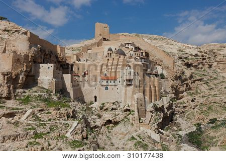 Holy Lavra Of Saint Sabbas The Sanctified, Known In Arabic As Mar Saba Monastery Perched On The Rock