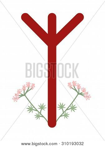 Fleece Scandinavia. Illustration Of The Runes Algiz. The Symbol Of The Letter Futhark. Spiritual Eso