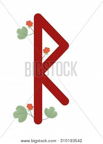 Fleece Scandinavia. Illustration Of Runes Raido. The Symbol Of The Letter Futhark. Spiritual Esoteri