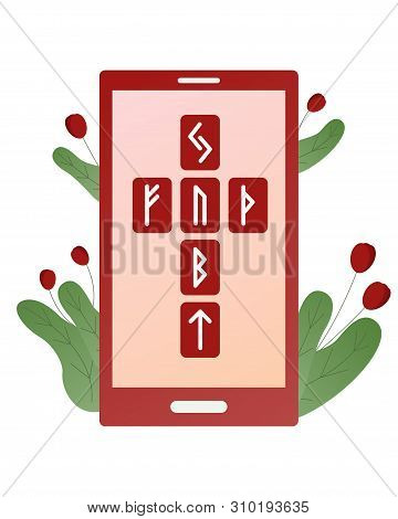 The Runes Of Scandinavia. Illustration Of A Runic Layout. Senior Futhark. Spiritual Esoteric. Celtic
