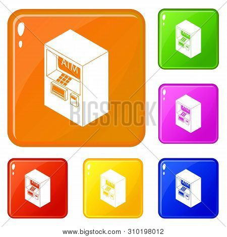 Atm Icons Set Collection Vector 6 Color Isolated On White Background