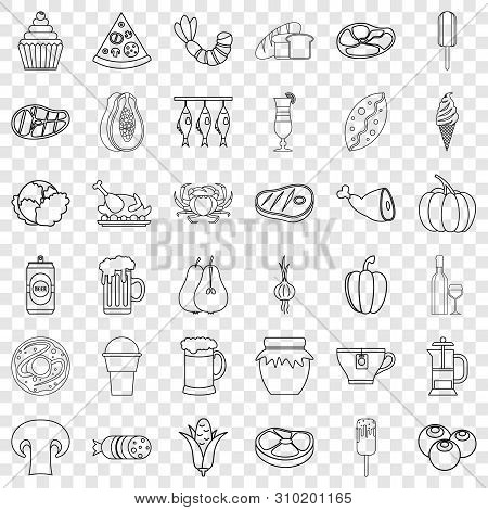 Drink Icons Set. Outline Style Of 36 Drink Vector Icons For Web For Any Design