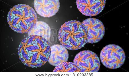 Zika Viruses, The Causative Agent Of Zika Fever, Transmitted By Mosquito Bite And Causes Microcephal