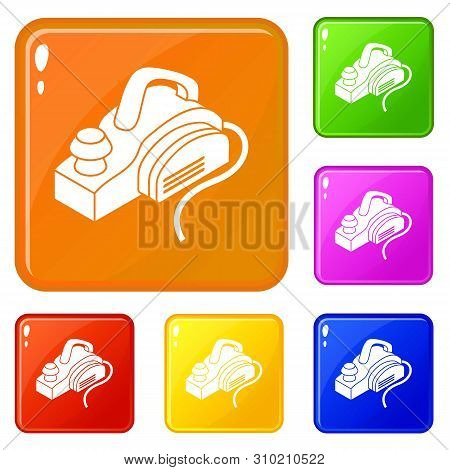 Hand Power Tool Icons Set Collection Vector 6 Color Isolated On White Background