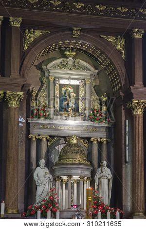 Piekary Slaskie Poland May 26, 2019.: The Interior Of The Basilica Of Our Lady Of Piekary With The V
