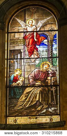 Turin, Italy, 27 June 2019: Interior Of The Sanctuary Of Mary Help Of Christians Of The Faithful In 