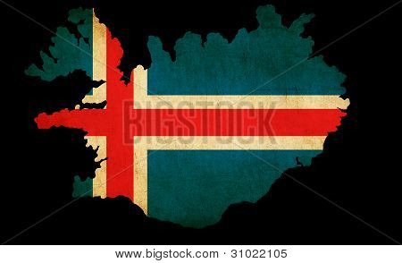 Islandia ilustracja mapa konspektu z flagą