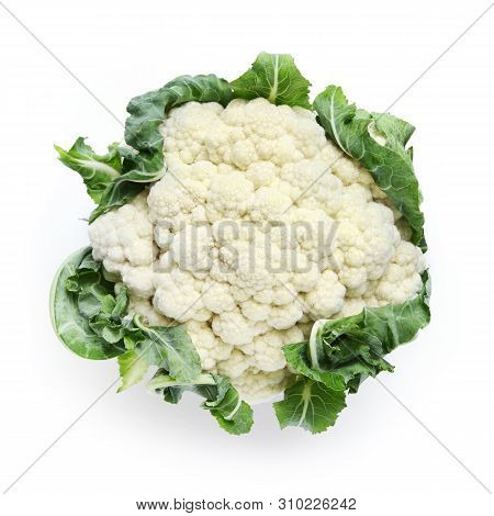 Cauliflower Isolated On White Background, Top View