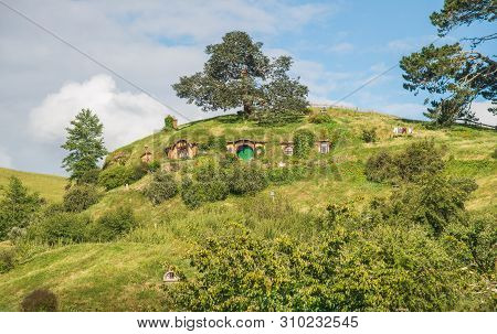 Matamata, New Zealand - December 09 2017 : The Scenery View Of Hobbiton Movie Set In Matamata Town O