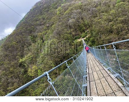 Tibetan Bridge Carasc Or Ponte Tibetano Valle Di Sementina Or Tibetische Brucke Carasc, Monte Carass