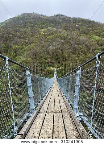 Tibetan Bridge Carasc Or Ponte Tibetano Valle Di Sementina Or Tibetische Brucke Carasc, Monte Carass