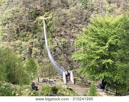 Tibetan Bridge Carasc Or Ponte Tibetano Valle Di Sementina Or Tibetische Brucke Carasc, Monte Carass