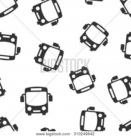 School Bus Icon Seamless Pattern Background. Autobus Vector Illustration On White Isolated Backgroun