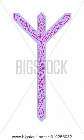 Algiz Elgiz Rune. Ancient Scandinavian Runes. Runes Senior Futarka. Magic, Ceremonies, Religious Sym