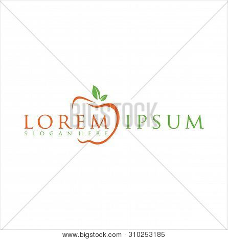Apple Nutrition Fruit Nature Logo Vector Stock
