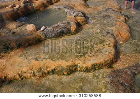 Famous Hot Springs Pouring Out In The Sea In Village Of Aidipsos, North Evoia Island, Greece