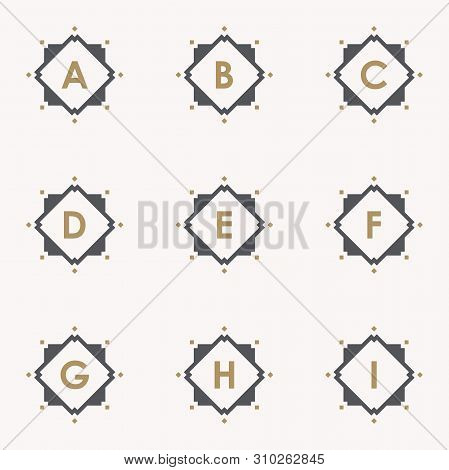 Simple And Elegance Set Letter Emblem A B C D E F G H I Symbol Inside Abstract Square On The Pink Ba
