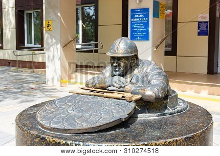 Anapa, Russia - May 1, 2019: Monument To The Plumbing 