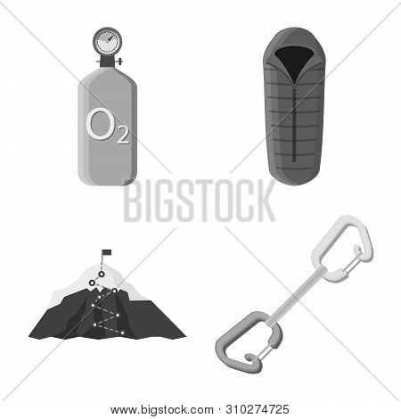 Isolated Object Of Mountaineering And Peak Sign. Set Of Mountaineering And Camp Stock Vector Illustr