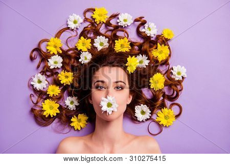 Close-up Portrait Of Her She Nice-looking Winsome Charming Cute Attractive Lovely Nude Naked Feminin