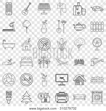 Washing Icons Set. Outline Style Of 36 Washing Vector Icons For Web For Any Design