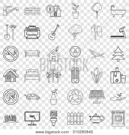 Faucet Icons Set. Outline Style Of 36 Faucet Vector Icons For Web For Any Design