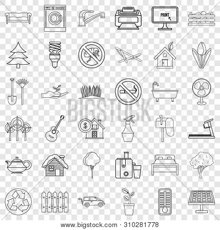 Plug Icons Set. Outline Style Of 36 Plug Vector Icons For Web For Any Design