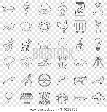 Ecology Icons Set. Outline Style Of 36 Ecology Vector Icons For Web For Any Design