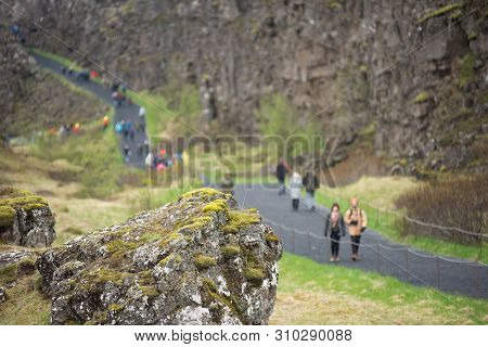 Crowd Of Tourists Visiting Thingvellir, Iceland