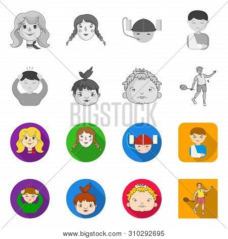 Vector Design Of Girl And Boy Icon. Set Of Girl And School Vector Icon For Stock.