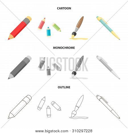 Vector Design Of Pencil And Sharpen Symbol. Collection Of Pencil And Color Stock Symbol For Web.