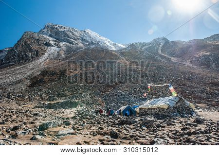 A Group Of Trekkers After Walking The Pass On Manaslu Circuit With View Of Mount Manaslu Range 8 156