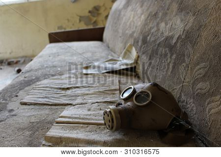 Gas Mask In School In Deserted Masheve Settlement, Chernobyl Exclusion Zone, Ukraine