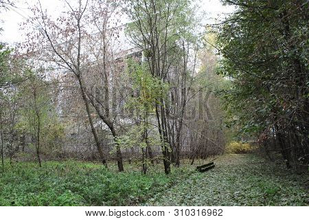 View Of Soviet Building In Pripyat Town In Chernobyl Exclusion Zone