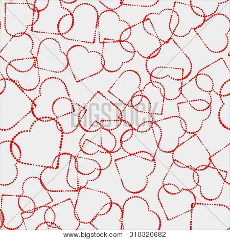 Valentines Day Illustration Pink Pattern. Seamless Wallpaer Heart Vector On Pink And Grey Shadow.
